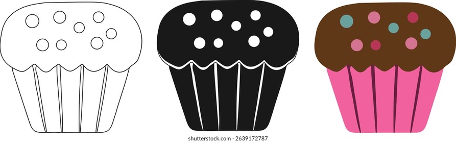 Cup Cake silhouette vector design art and illustration.