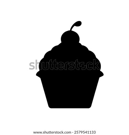 Cup cake silhouette vector icon sign symbol illustration design.