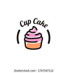 Cup Cake Simple Design Logo Strawberry flavour.