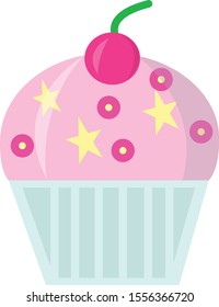 cup cake simple illustraton clip art vector 