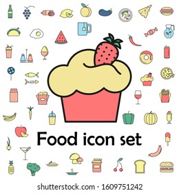 cup cake with strawberries colored icon. food icons universal set for web and mobile