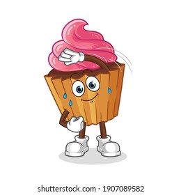 cup cake stretching character. cartoon mascot vector
