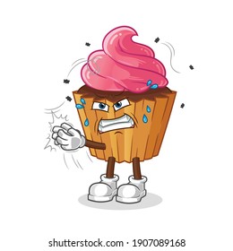 cup cake swat the fly character. cartoon mascot vector