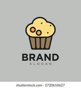 Ilustración de diseño de Vector de logotipo dulce de pastel de taza para tienda de pasteles