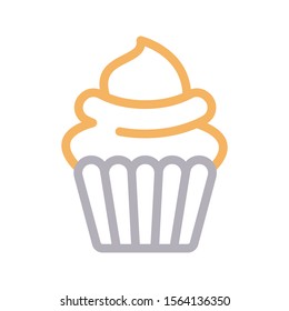 cup cake vector colour line icon 