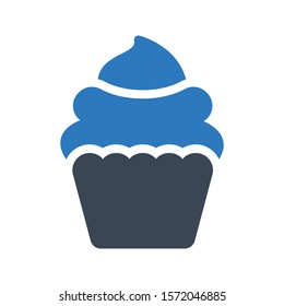 cup cake vector glyph color icon 