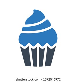 cup cake vector glyph color icon 