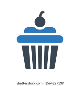 cup cake vector glyph colour icon 