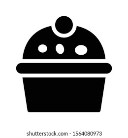 cup cake vector glyph flat icon 