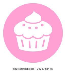 Cup cake vector icon isolated on white background. Simple illustration of small sweet temptation.