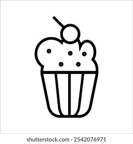 cup cake vector icon line sign
