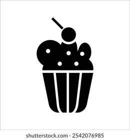 cup cake vector icon line sign