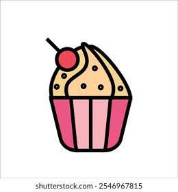 cup cake vector icon line template