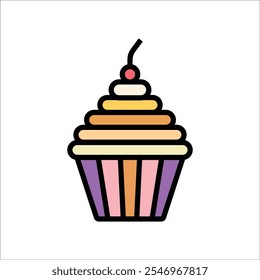 cup cake vector icon line template