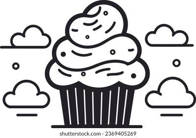 cup cake vector illustration for logo, sticker, wall art