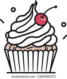 cup cake vector illustration for logo, sticker, wall art
