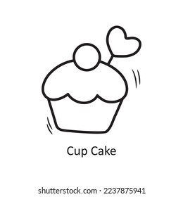Cup Cake vector outline Icon Design illustration. Party and Celebrate Symbol on White background EPS 10 File