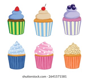 Cup cake vector set hand drawn