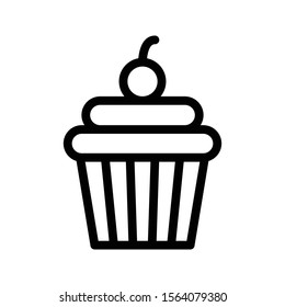 cup cake vector thin line icon 