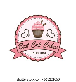 Cup cakes bakery logo, banner, label