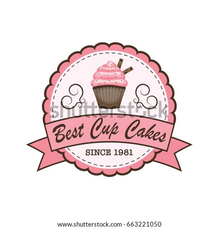 Cup Cakes Bakery Logo Banner Label Stock Vector Royalty Free