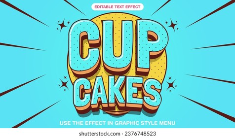 Cup cakes editable text effect 3d cartoon cute style