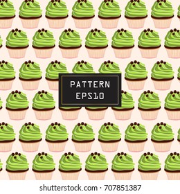 Cup cakes. Seamless pattern background.Vector creative.