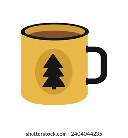 Cup für Campen und Wandern. Vektorgrafik.