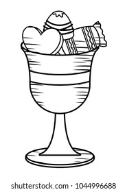 cup with candies  design