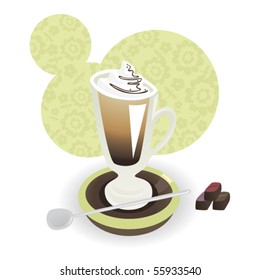 A cup of cappuccino with chocolate
