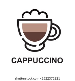A cup of cappuccino coffee with a creamy froth. 