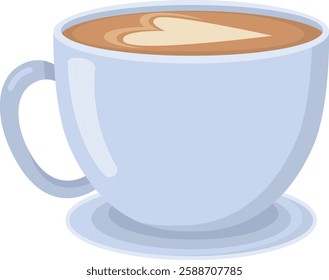 A cup of cappuccino coffee isolated on a transparent background. Illustration of ceramic cup with hot drink