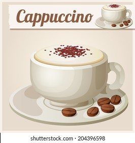 Cup of cappuccino. Detailed Vector Icon. Series of food and drink and ingredients for cooking.