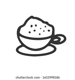 Cup of cappuccino. Hand draw style. Coffeeshop, cafe symbol for templates, menu, web design and infographics. Vector isolated illustration.