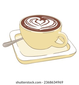 Cup of cappuccino with heart symbol