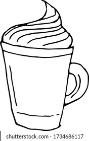 A cup of cappuccino vector illustration with hand drawn style isolated on white background.