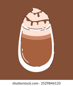 A cup of cappuccino with whipped cream. Flat vector illustration.
