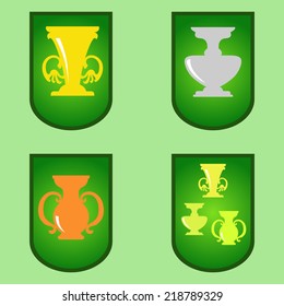 Cup Cartoon vector illustration - Prize cups made of gold, silver and bronze