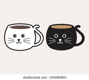Cup cat coffee cute illustration vectors
