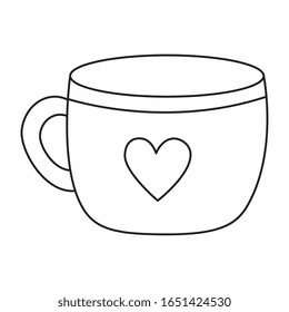 cerámica de taza con icono de línea cardíaca ilustración vectorial