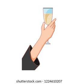 cup of champagne with hand