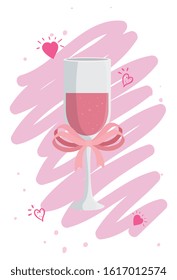 cup champagne with ribbon isolated icon vector illustration design