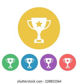 Cup champion with a star flat colored round icons