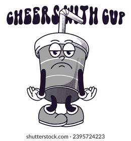 Cup Character Design With Slogan Cheers with Cup