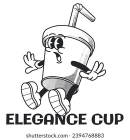 Cup Character Design With Slogan Elegance Cup