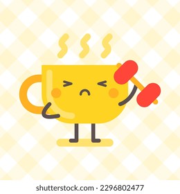 Personaje de la copa sosteniendo el timbre. Carácter gracioso. Ilustración vectorial