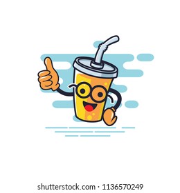 Cup character thumb style with glasses, can be used for mascot, icon, avatar, banner, presentation etc. High quality vector EPS10