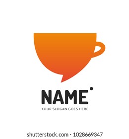 Cup chat bubble logotype. Vector template logo design. Business concept icon.