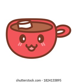 Cup of chocolate cartoon with marshmallows. Christmas icon - Vector