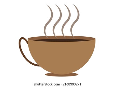Taza de chocolate y cacao sobre fondo blanco.